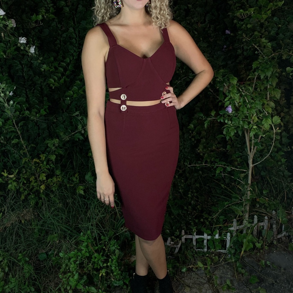 Burgundy midi dress